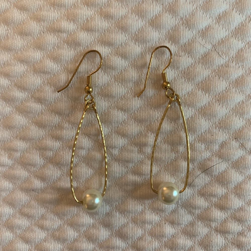 Gold and Pearl Drop Earrings